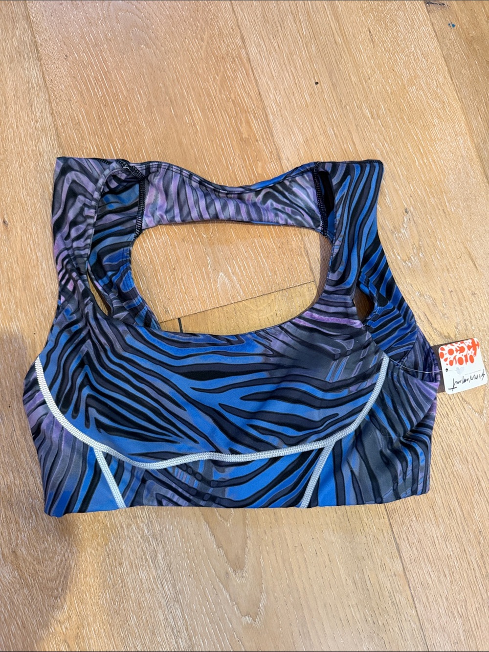 Free People Blue & Black Zebra-Print Sports Bra